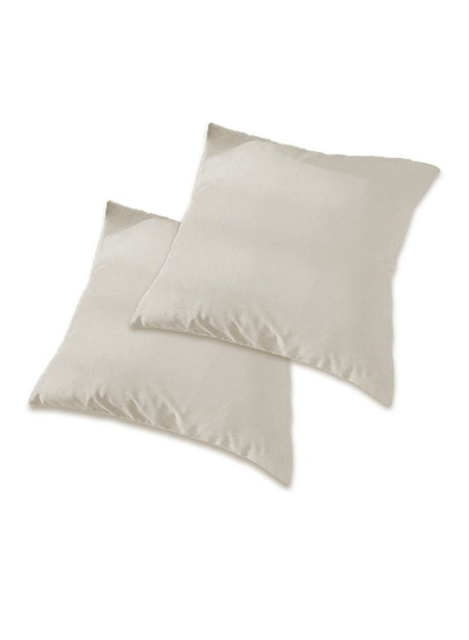 REGAL IN HOUSE - 2 Pieces Velvet Soft Decorative Cushion Set Solid Design velvet Ivory 45 x 45cm - Image 1