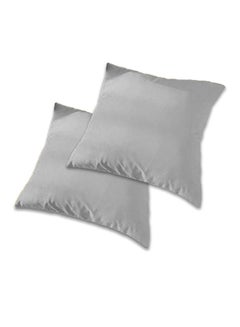 REGAL IN HOUSE 2 Pieces Velvet Soft Decorative Cushion Set Solid Design Polyester Gray 45x45cm  - Image 1
