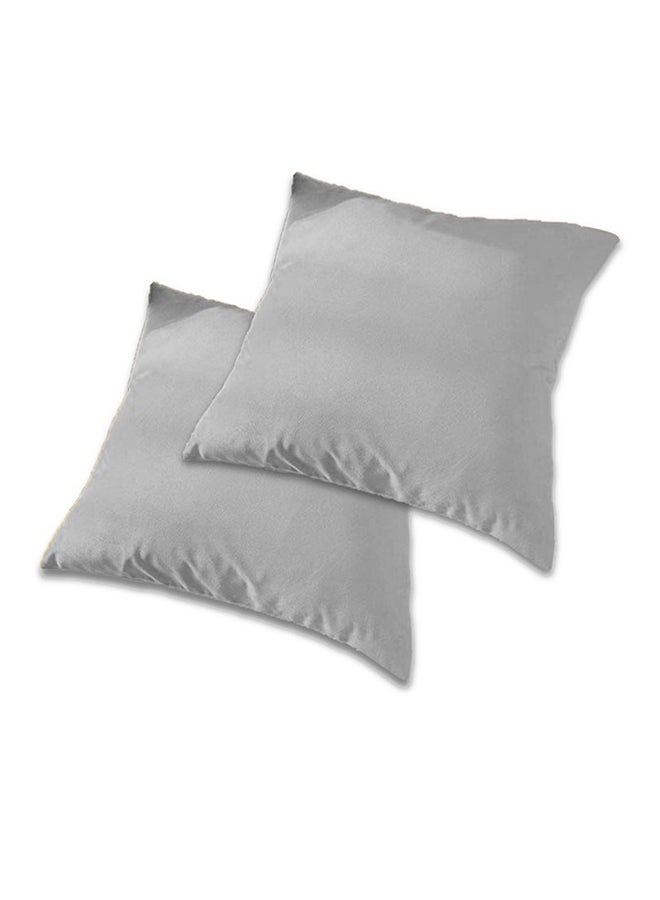 REGAL IN HOUSE - 2 Pieces Velvet Soft Decorative Cushion Set Solid Design Polyester Gray 45x45cm - Image 1