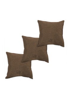 REGAL IN HOUSE 3 Pieces Linen Soft Decorative Cushion Set Solid Design linen Brown 45x45x10cm  - Image 1