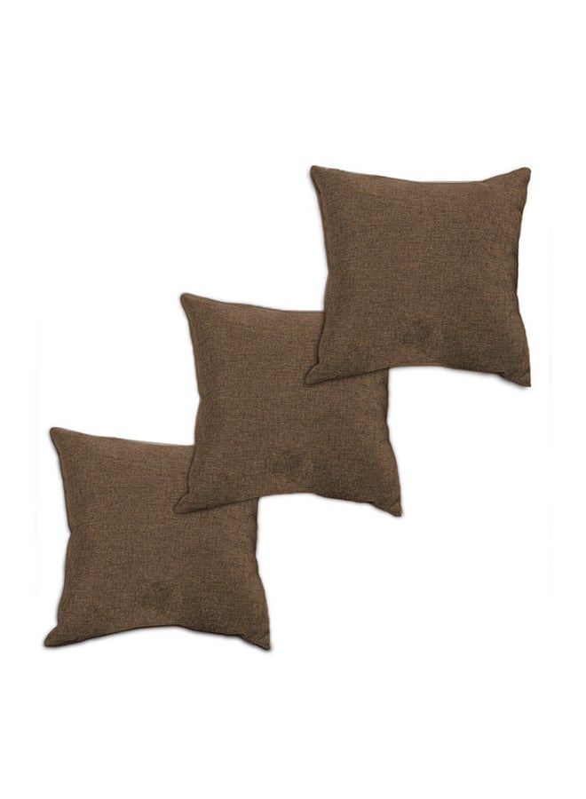 REGAL IN HOUSE - 3 Pieces Linen Soft Decorative Cushion Set Solid Design linen Brown 45x45x10cm - Image 1
