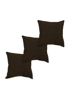 REGAL IN HOUSE 3 Pieces Linen Soft Decorative Cushion Set Solid Design Linen Dark Brown 45x45cm  - Image 1