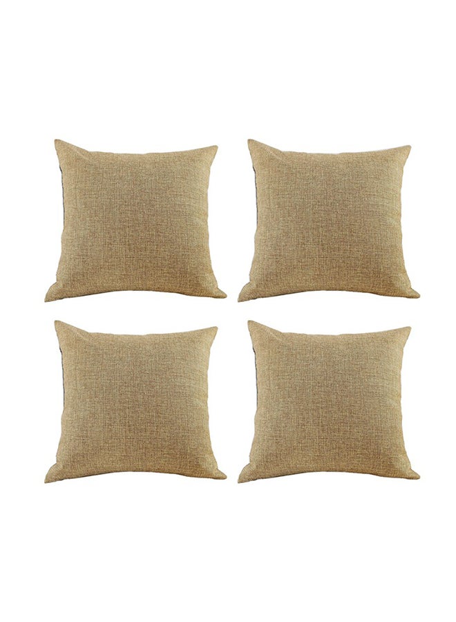 ريغال إن هاوس - طقم وسائد ديكور عدد 4 مربعة الشكل من الكتان بتصميم سادة linen بيج 45x45سم - Image 1