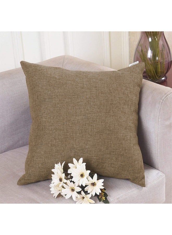 ريغال إن هاوس - طقم وسائد ديكور عدد 4 مربعة الشكل من الكتان بتصميم سادة linen بيج 45x45سم - Image 1