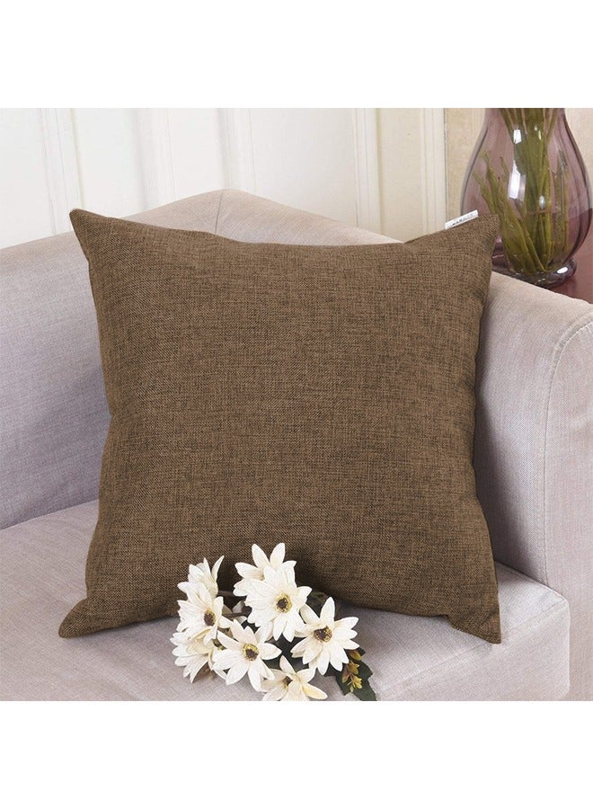 REGAL IN HOUSE - 4 Pieces Linen Decorative Cushion Set Solid Design linen Brown 45 x 45cm - Image 1