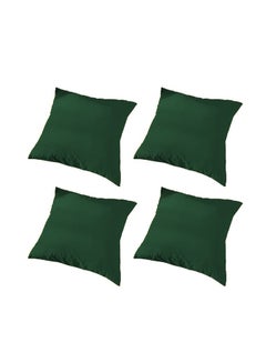 REGAL IN HOUSE 4 Pieces Velvet Soft Decorative Cushion Set Solid Design Velvet Dark Green 45 x 45cm  - Image 1