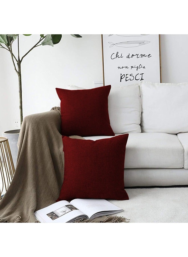 Kunzita 6 Pieces Linen Decorative Cushion Set Solid Design Burgundy 45x45cm - Image 4