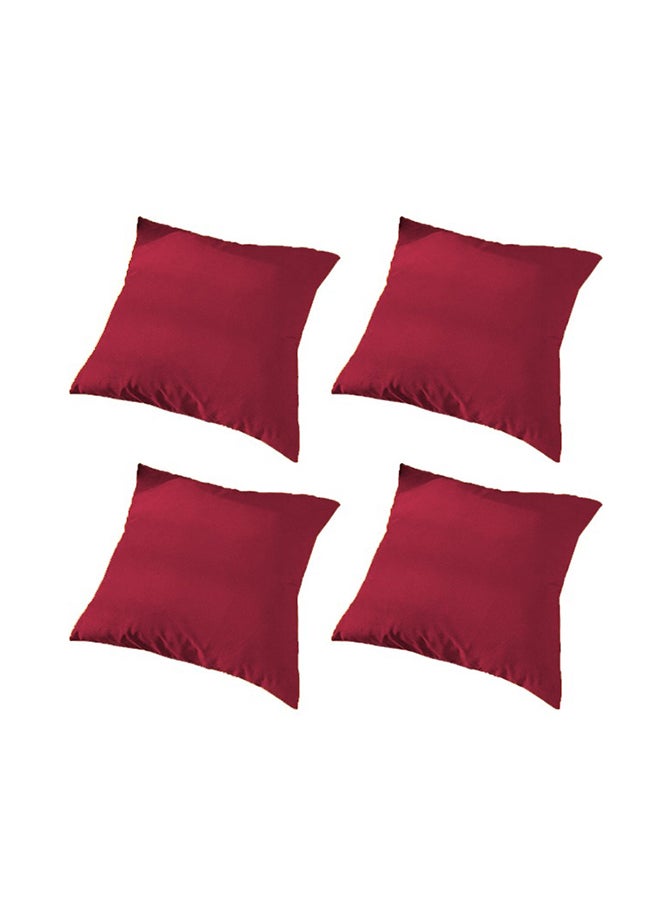 4 Pieces Velvet Soft Decorative Cushion Set Solid Design velvet Burgundy 45x45cm - v1675177198/N32900371A_1