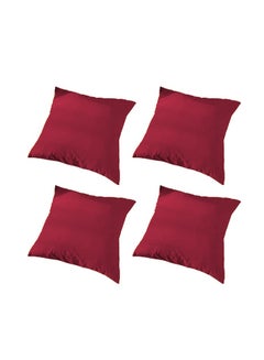 REGAL IN HOUSE 4 Pieces Velvet Soft Decorative Cushion Set Solid Design velvet Burgundy 45x45cm  - Image 1