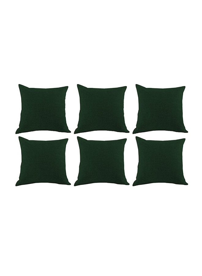 Kunzita 6 Pieces Linen Decorative Cushion Set Solid Design Dark Green 45x45cm - Image 1