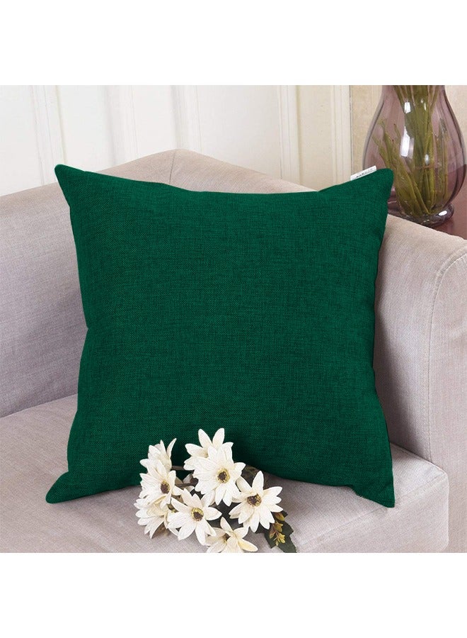 Kunzita 6 Pieces Linen Decorative Cushion Set Solid Design Dark Green 45x45cm - Image 2