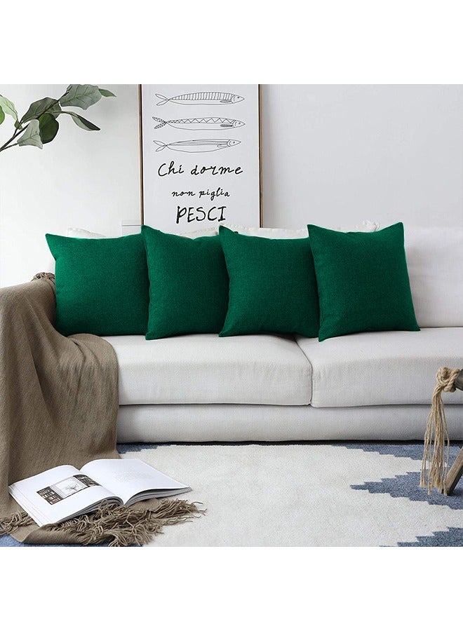 Kunzita 6 Pieces Linen Decorative Cushion Set Solid Design Dark Green 45x45cm - Image 3