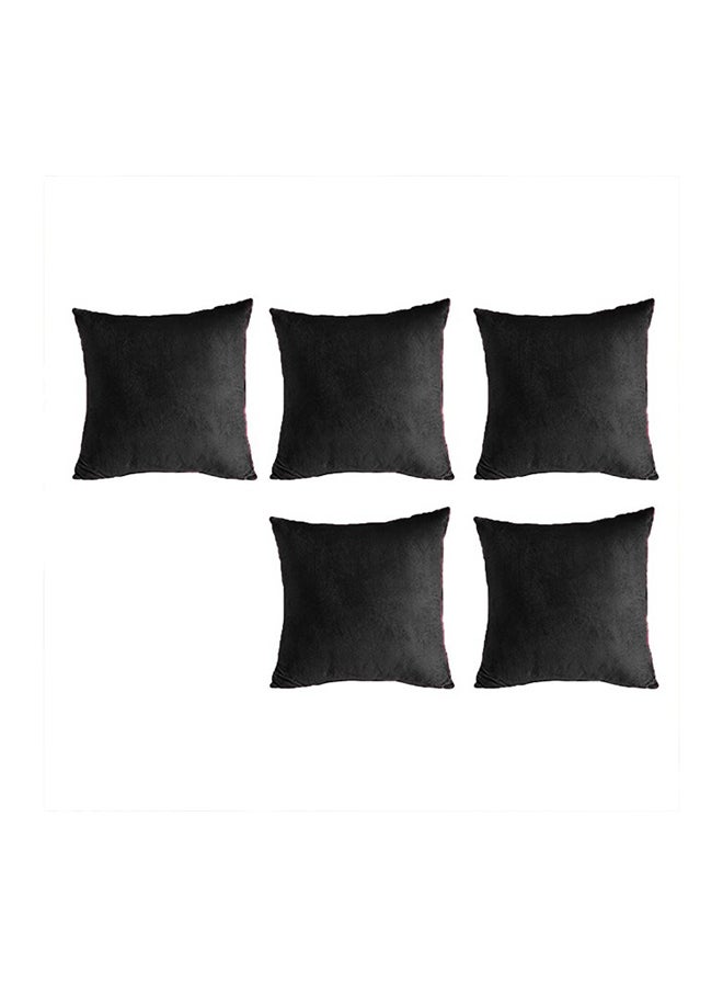 5 Pieces Velvet Soft Decorative Cushion Set Solid Design polyester Black 45x45cm - v1675177208/N32900640A_1