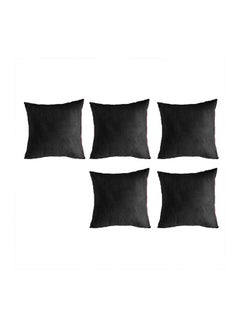5 Pieces Velvet Soft Decorative Cushion Set Solid Design polyester Black 45x45cm