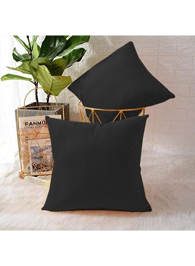 5 Pieces Velvet Soft Decorative Cushion Set Solid Design polyester Black 45x45cm - v1675177209/N32900640A_2