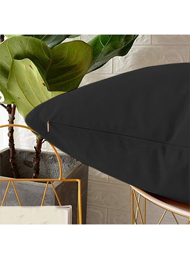 5 Pieces Velvet Soft Decorative Cushion Set Solid Design polyester Black 45x45cm - v1675177209/N32900640A_3