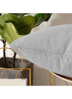 REGAL IN HOUSE 5 Pieces Velvet Soft Decorative Cushion Set Solid Design velvet Gray 45 x 45cm  - Image 3