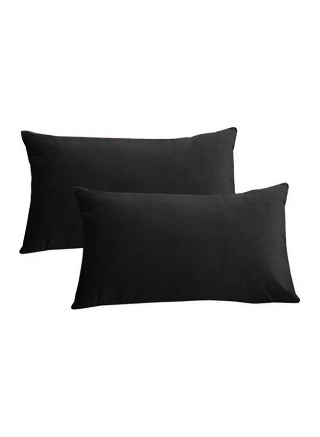 Kunzita 2 Pieces Velvet Decorative Cushion Set Solid Design Black 30x50cm - Image 1
