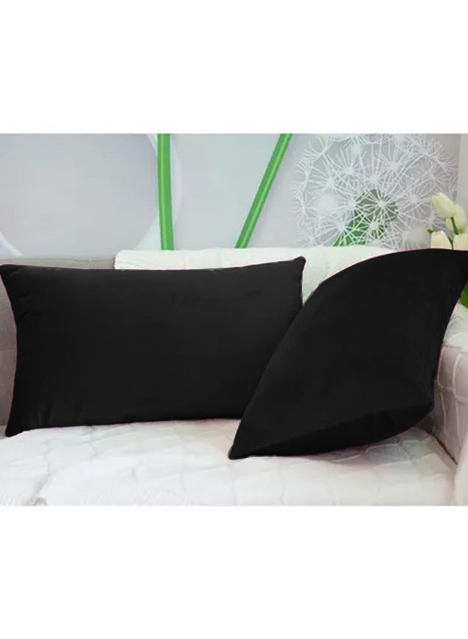 Kunzita 2 Pieces Velvet Decorative Cushion Set Solid Design Black 30x50cm - Image 3