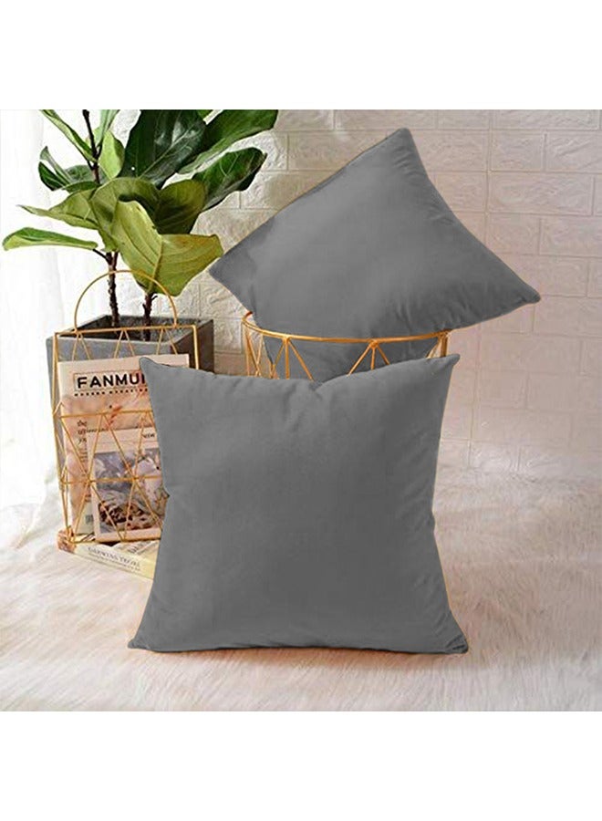 REGAL IN HOUSE square Velvet Soft Decorative Cushion Solid Design velvet Dark Gray 45 x 45cm  - Image 2
