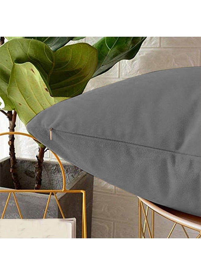 REGAL IN HOUSE square Velvet Soft Decorative Cushion Solid Design velvet Dark Gray 45 x 45cm  - Image 3