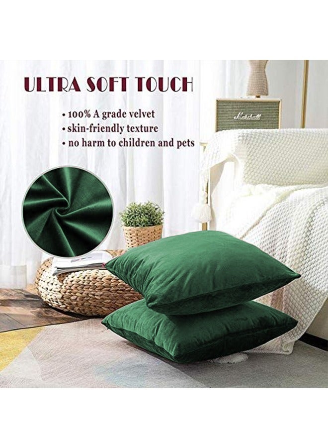 REGAL IN HOUSE square Velvet Soft Decorative Cushion Solid Design Velvet Dark Green 45x45cm  - Image 4