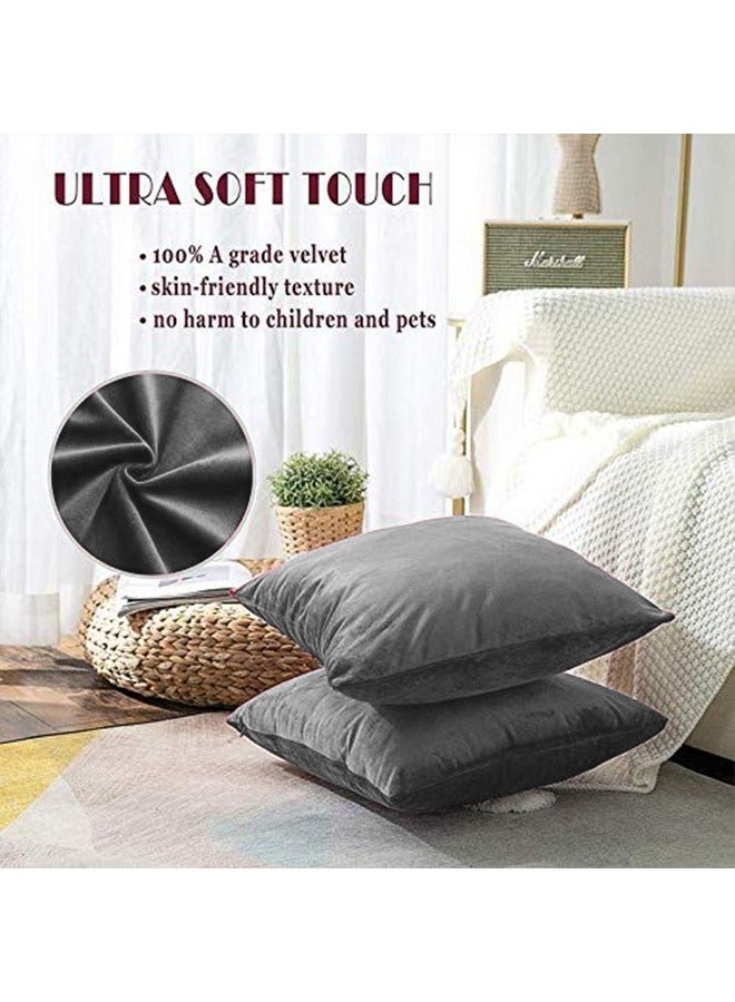 REGAL IN HOUSE square Velvet Soft Decorative Cushion Solid Design velvet Dark Gray 45 x 45cm  - Image 4