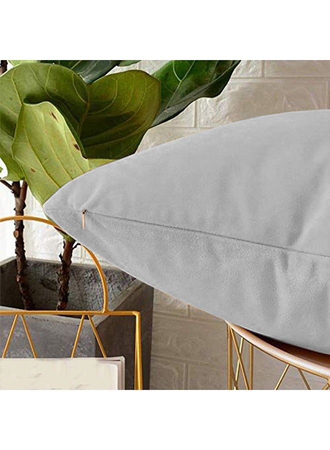 REGAL IN HOUSE square Velvet Soft Decorative Cushion Solid Design Gray 45x45cm - Image 3