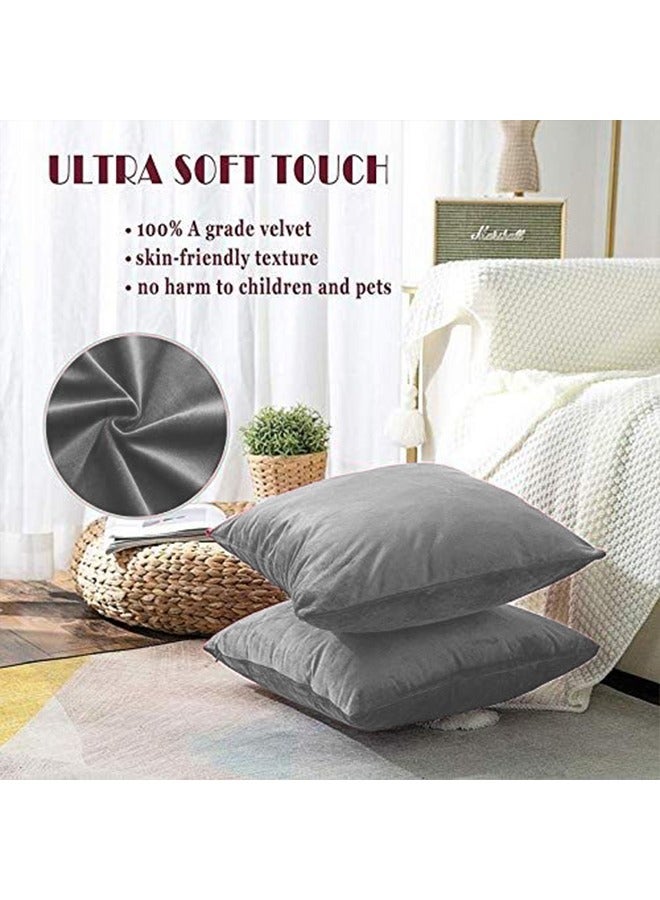REGAL IN HOUSE square Velvet Soft Decorative Cushion Solid Design Gray 45x45cm - Image 4