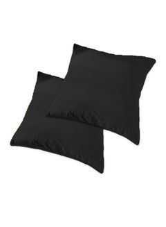 2 Pieces Velvet Soft Decorative Cushion Set Solid Design Black 45x45cm - v1675177353/N32901627A_1