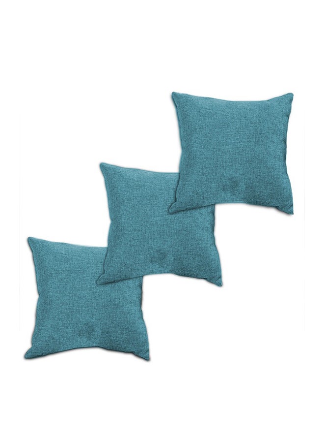 REGAL IN HOUSE 3 Pieces Linen Soft Decorative Cushion Set Solid Design Turquoise 45x45cm - Image 1