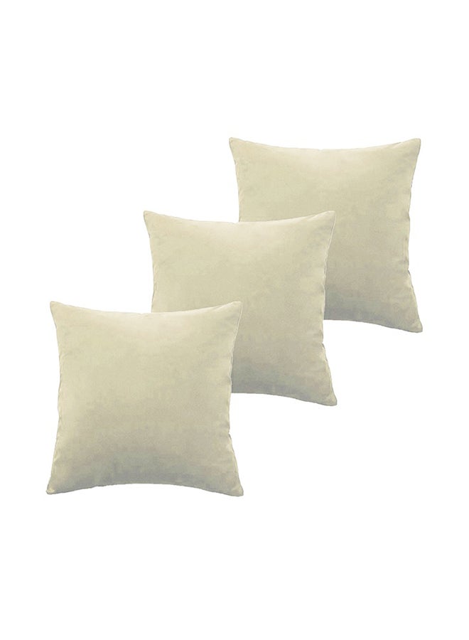 REGAL IN HOUSE 5 Pieces Velvet Soft Decorative Cushion Set Solid Design Ivory 45x45cm  - Image 1