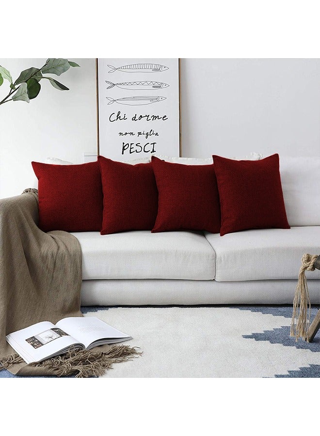 benefit square Linen Decorative Cushions Solid Design Burgundy 45x45cm - Image 3