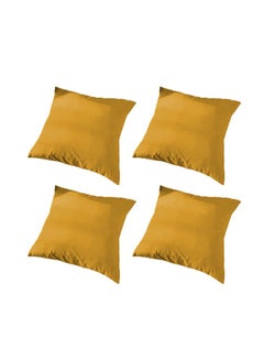 REGAL IN HOUSE 4 Pieces Velvet Soft Decorative Cushion Set Solid Design velvet Gold 45 x 45cm  - Image 1