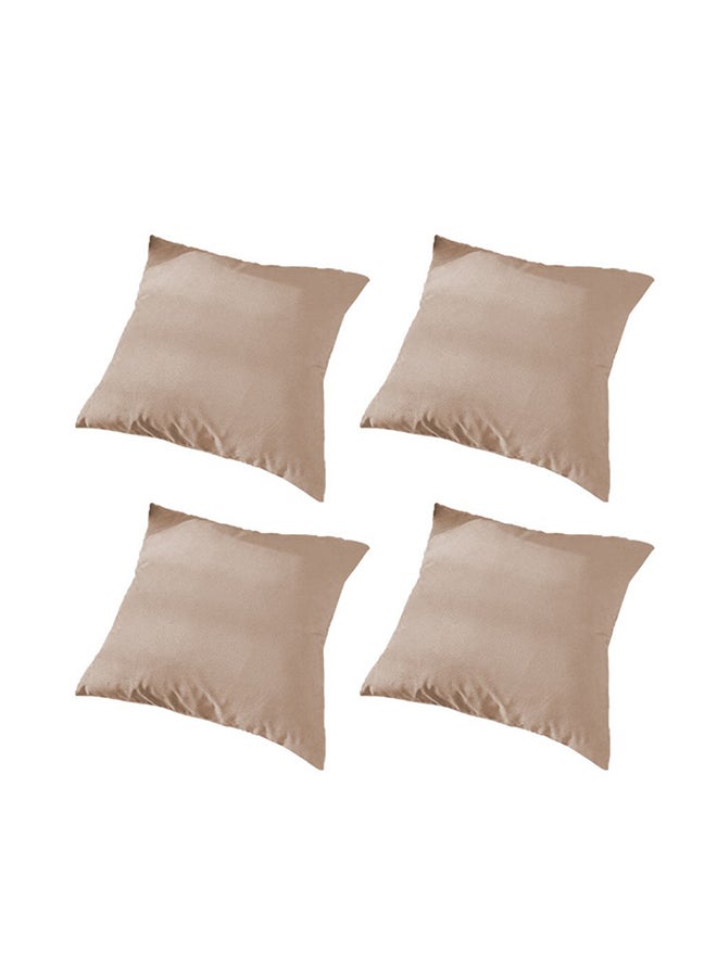 4 Pieces Velvet Soft Decorative Cushion Set Solid Design velvet Beige 45x45cm - v1675177455/N32902299A_1
