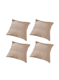4 Pieces Velvet Soft Decorative Cushion Set Solid Design velvet Beige 45x45cm