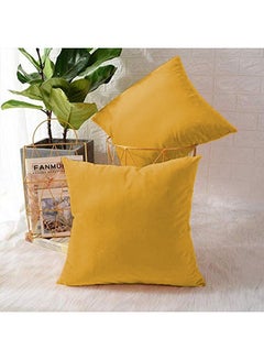 ريغال إن هاوس طقم وسائد ديكور عدد 4 مربعة الشكل مخملية ناعمة بتصميم سادة polyester زهري غامق 45x45سم  - Image 2