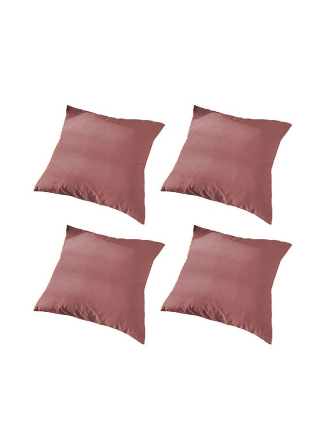 ريغال إن هاوس طقم وسائد ديكور عدد 4 مربعة الشكل مخملية ناعمة بتصميم سادة polyester زهري غامق 45x45سم  - Image 1