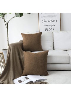 5 Pieces Linen Decorative Cushion Set Solid Design Brown 45x45cm - v1675177484/N32902604A_4