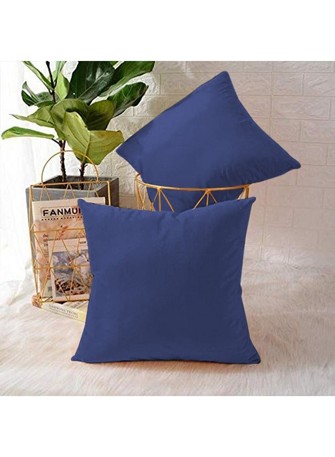 5 Pieces Velvet Soft Decorative Cushion Set Solid Design velvet Dark Blue 45x45x10cm - v1675177492/N32902620A_2