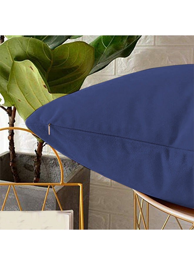 5 Pieces Velvet Soft Decorative Cushion Set Solid Design velvet Dark Blue 45x45x10cm - v1675177492/N32902620A_3