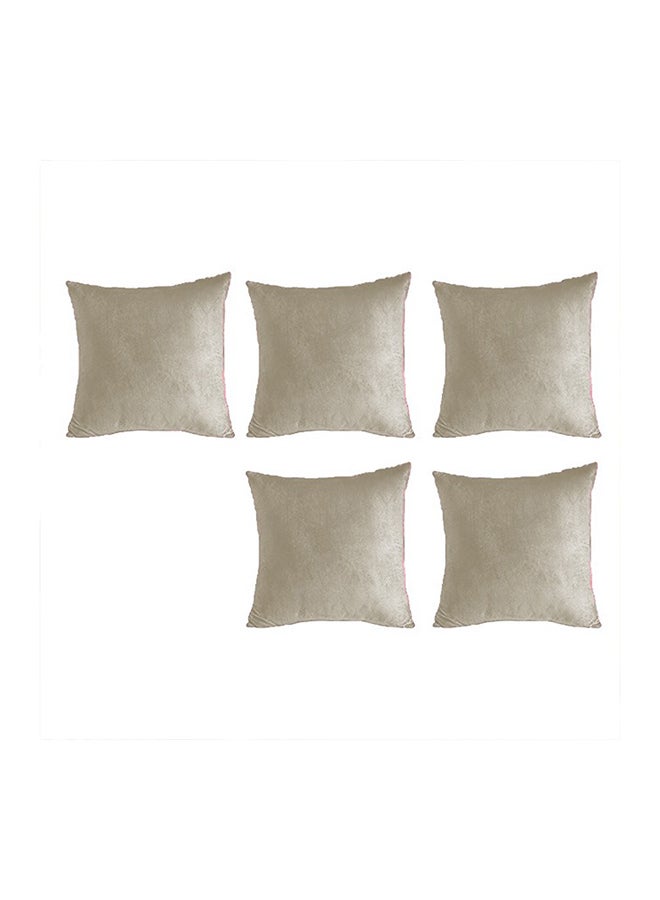 ريغال إن هاوس طقم وسائد ديكور عدد 5 مربعة الشكل مخملية ناعمة بتصميم سادة velvet سكري 45 x 45سم - Image 1