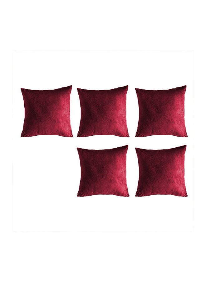 ريغال إن هاوس طقم وسائد ديكور عدد 5 مربعة الشكل مخملية ناعمة بتصميم سادة مخمل برغندي 45x45Ø³Ù†ØªÙŠÙ…ØªØ±  - Image 1