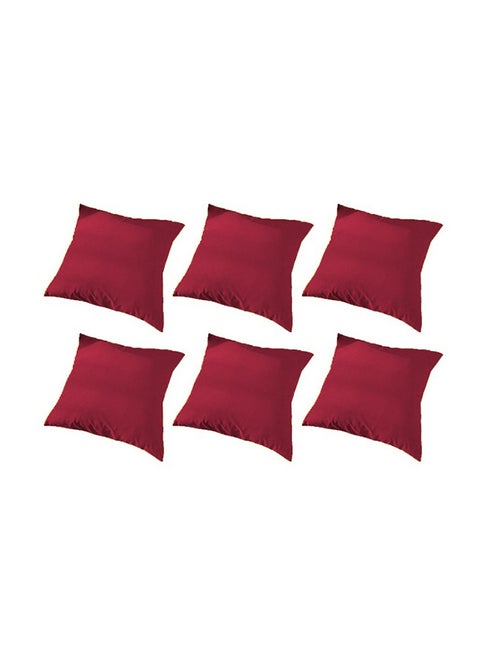 6 Pieces Velvet Soft Decorative Cushion Set Solid Design velvet Burgundy 45 x 45cm