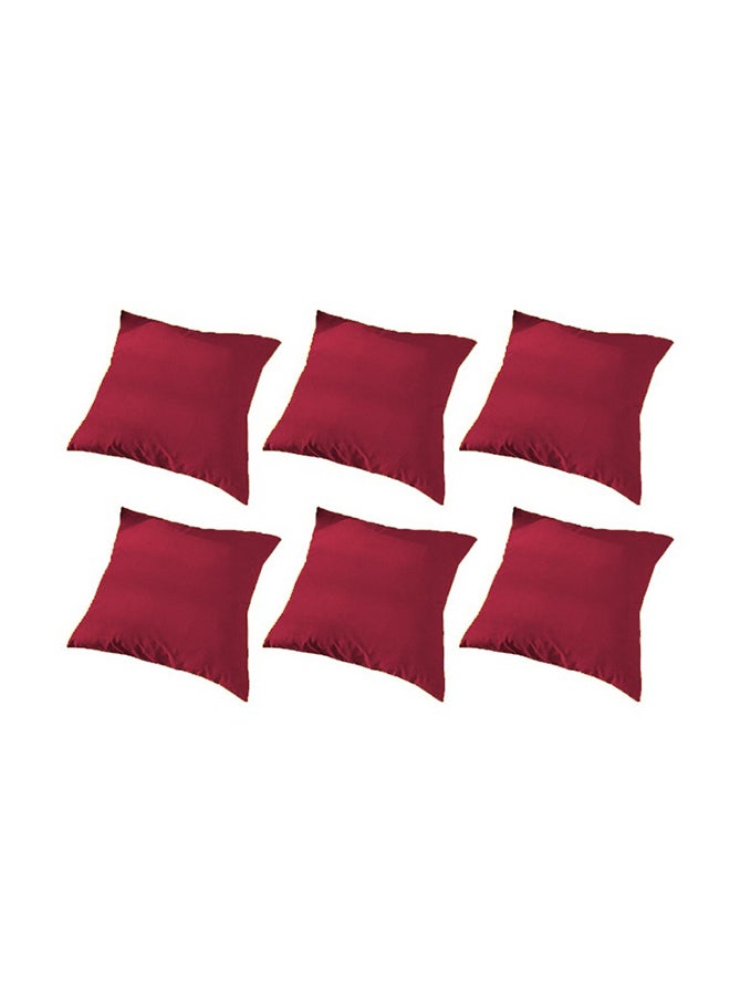 REGAL IN HOUSE - 6 Pieces Velvet Soft Decorative Cushion Set Solid Design velvet Burgundy 45 x 45cm - Image 1