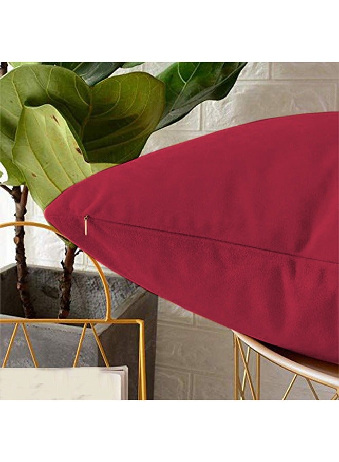 benefit 6 Pieces Velvet Soft Decorative Cushion Set Solid Design Burgundy 45x45cm - Image 3