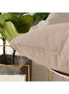 REGAL IN HOUSE 6 Pieces Velvet Soft Decorative Cushion Set Solid Design polyester Beige 45x45cm  - Image 3