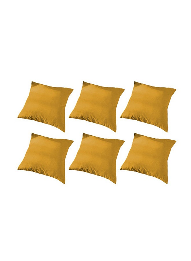 REGAL IN HOUSE 6 Pieces Velvet Soft Decorative Cushion Set Solid Design Velvet Gold 45 x 45centimeter  - Image 1