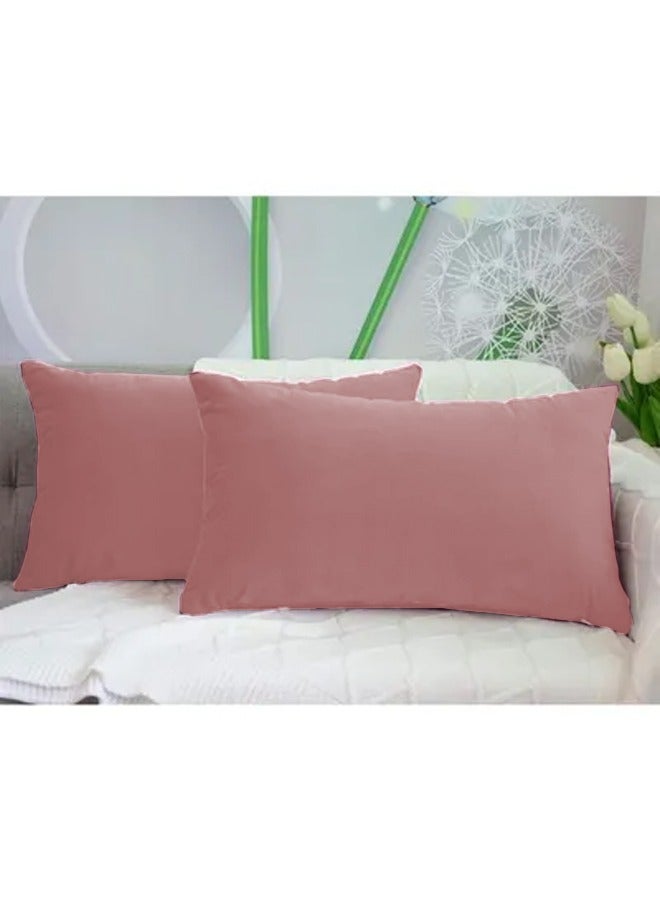 REGAL IN HOUSE 2 Pieces Velvet Decorative Cushion Set Solid Design Velvet Light Pink 30 x 50centimeter - Image 2