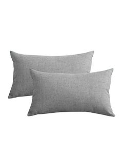 REGAL IN HOUSE 2 Pieces Linen Decorative Cushion Set Solid Design Light Gray 30x50centimeter  - Image 1